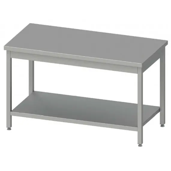 Mesa Central de 1500 mm BAJA con Estante de Acero Inoxidable Fondo 700. MB157