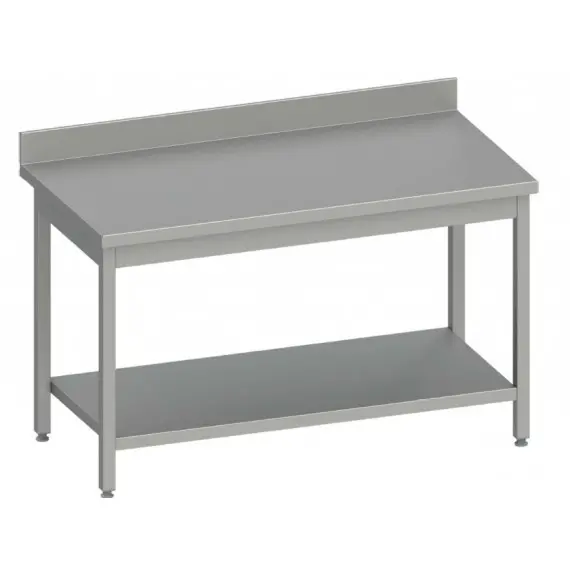 Mesa Mural 1000 mm de Largo con Estante de Acero Inoxidable Fondo 600. MM106