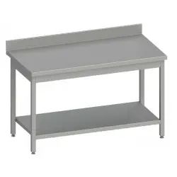 Mesa Mural 1500 mm de Largo con Estante de Acero Inoxidable Fondo 600. MM156