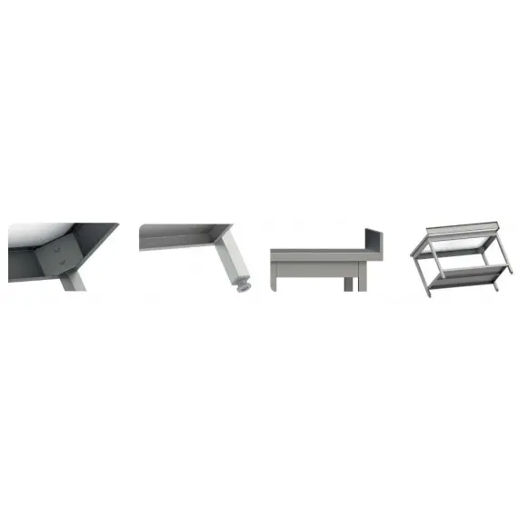 Mesa Mural 2000 mm de Largo con Estante de Acero Inoxidable Fondo 700. MM207