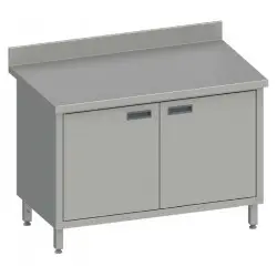 Mesa Mural 1200x600x850 mm con Puertas Batientes de Acero Inoxidable Fondo 600. MMPB126