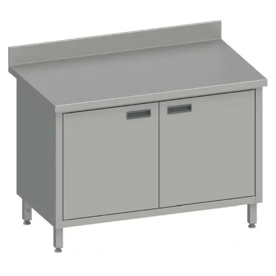 Mesa Mural 1200x600x850 mm con Puertas Batientes de Acero Inoxidable Fondo 600. MMPB126