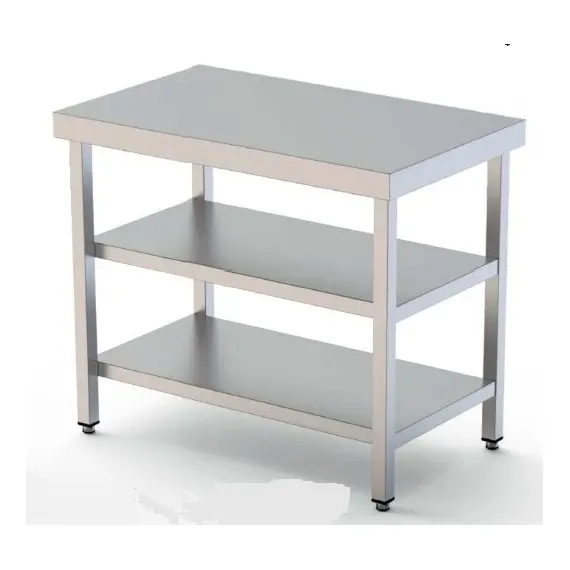 Mesa de Trabajo Central, Fondo 500 Largo 2200, Con 2 Estantes. WTC150220S2