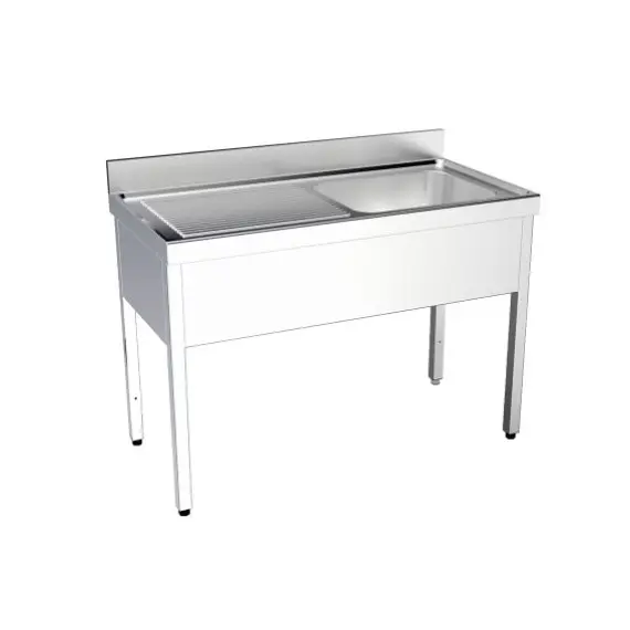 Fregadero 1300x600x850 mm Fondo 600 mm Con Escurridor Izquierdo Sin Estante. F136I1