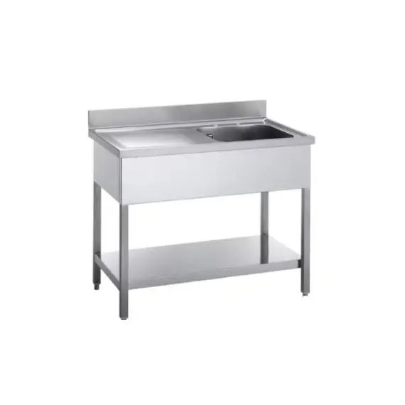 Fregadero 1400x600x850 mm Fondo 600 mm Con Escurridor Izquierdo Con Estante. F146I1E