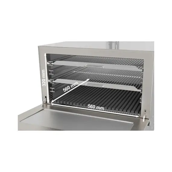 Horno de Brasa Profesional con Parrillas de 560x524 mm