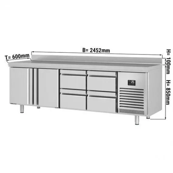 Mesa refrigerada 4 Cajones y 2 Puertas 250 cm