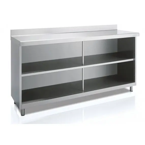 Mesa de acero inoxidable con estantes