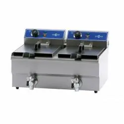 Freidora electrica de Sobremesa de doble cesta 6+6 Litros Cuba Fija y Grifo