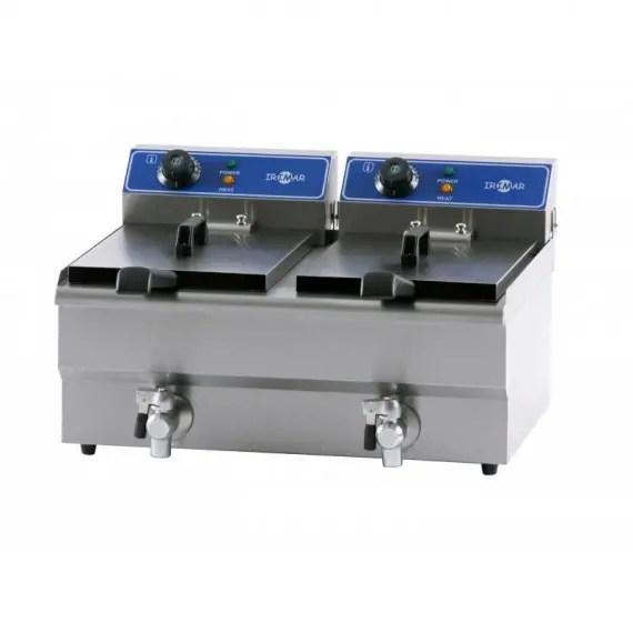 Freidora electrica de Sobremesa de doble cesta 8,5+8,5 Litros Cuba Fija y Grifo